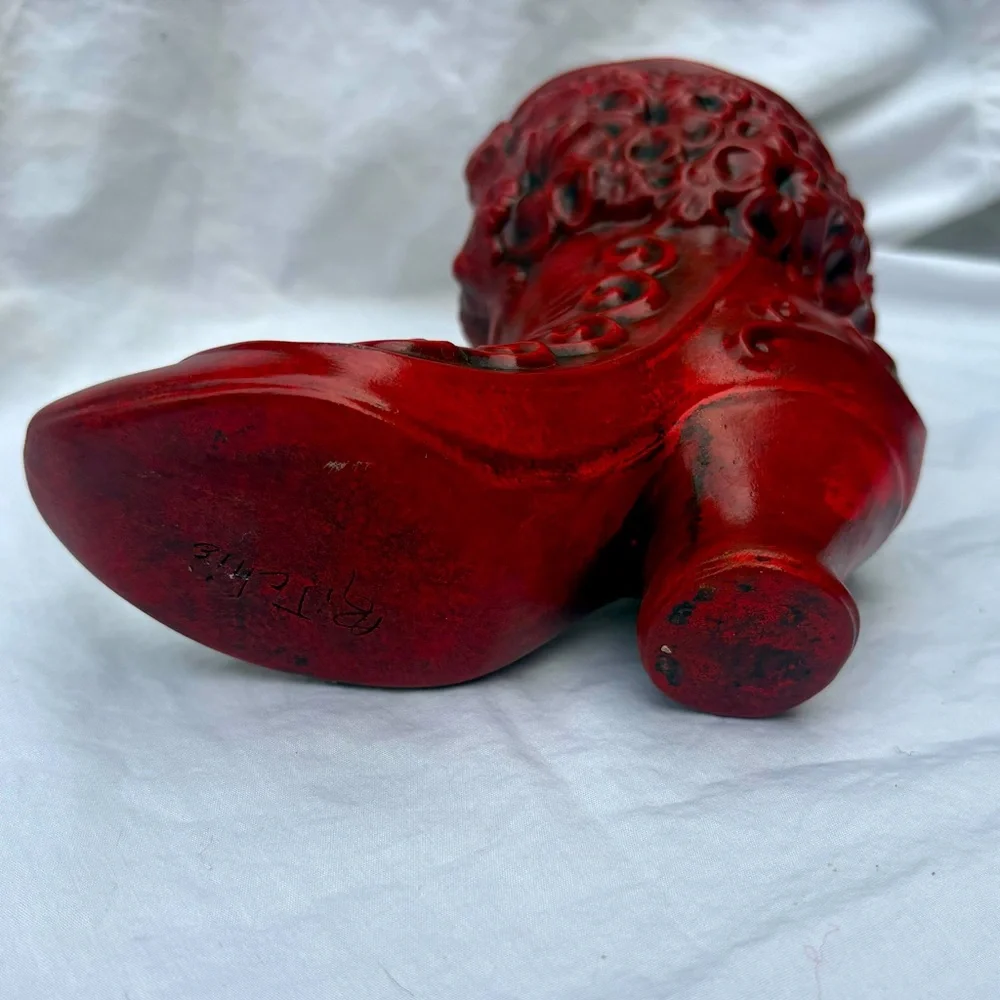 Vintage Ceramic Red Boot Planter Vase - Picture 3 of 7